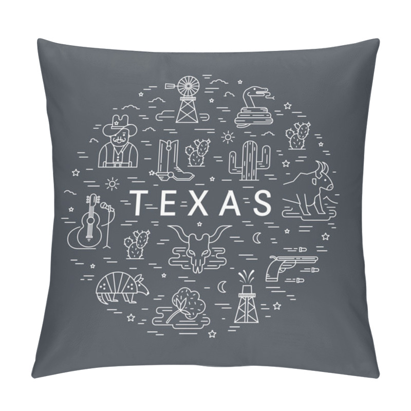 Personality  Vector Illustration Design Of Texas Outline Icons Pillow Covers