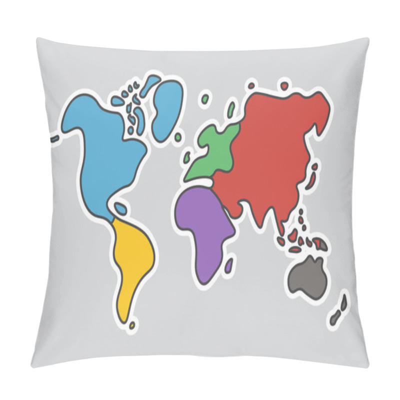 Personality  Doodle Style World Map . Look Like Children Craft Painting . Pillow Covers