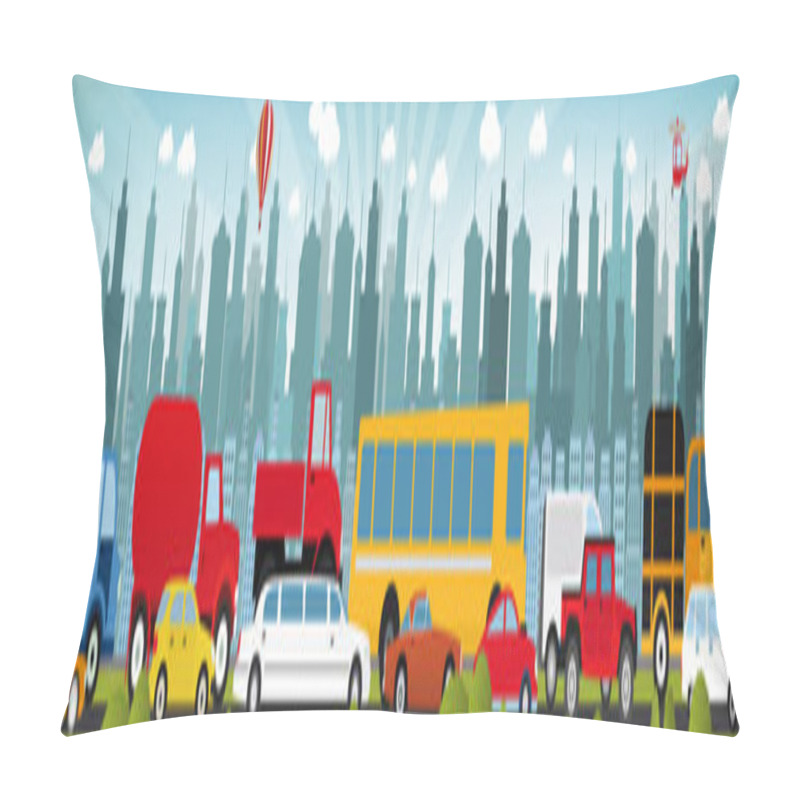 Personality  Traffic Jam In The City Pillow Covers