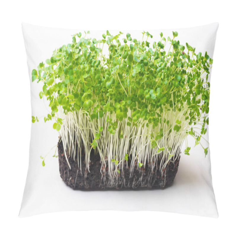 Personality  Microgreen Sprouts Raw Sprouts, Microgreens, Healthy Eating Concept Isolated On White Pillow Covers