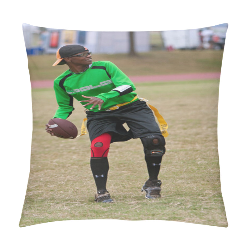 Personality  Woman Plays Quarterback On Flag Football Team Pillow Covers