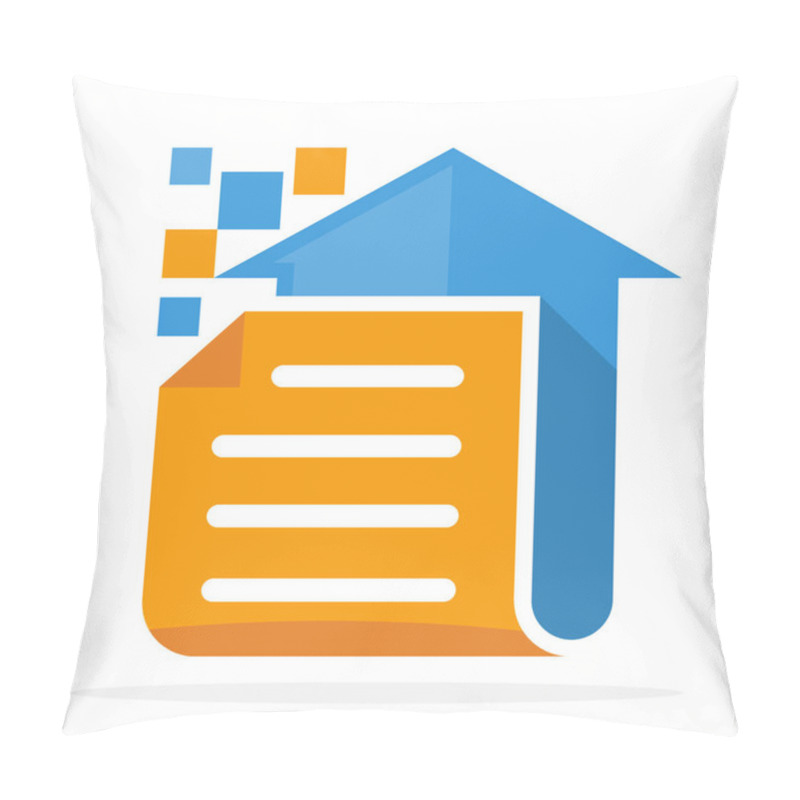 Personality  Logo Icon With Digital Document Upload Concept Pillow Covers