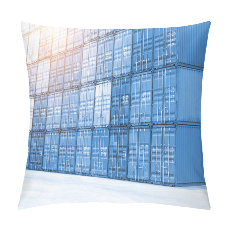 Personality  Row Of Stacked Containers Cargo Shipping. Handling Of Logistics Transportation Industry. Freight Trucks Import-Export. Distribution Warehouse Port. Shipping Logistics Transport Ships. Pillow Covers