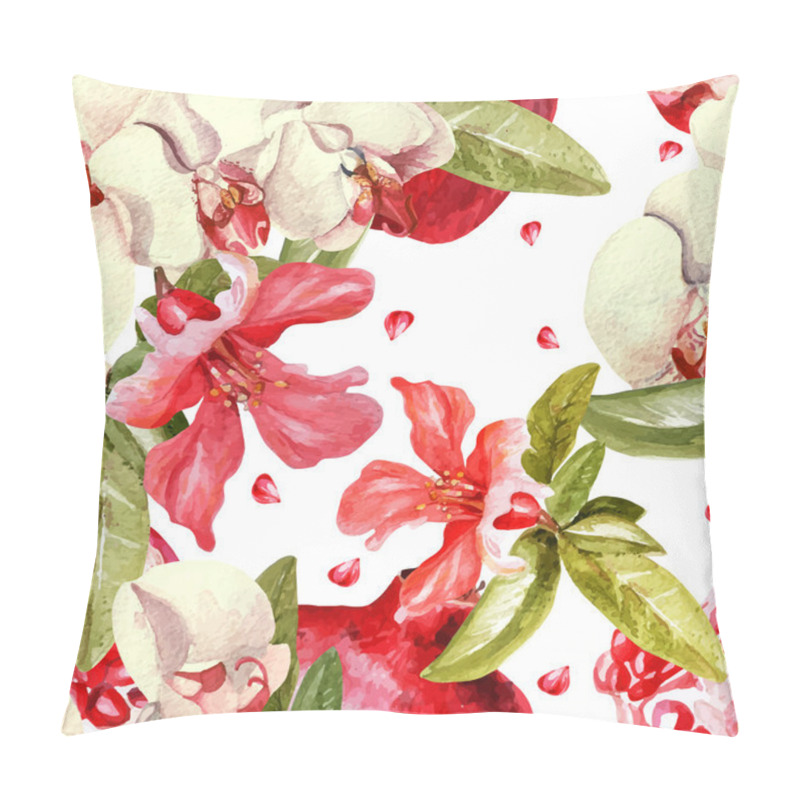 Personality  Pattern With Pomegranates And Orchid Flowers. Pillow Covers