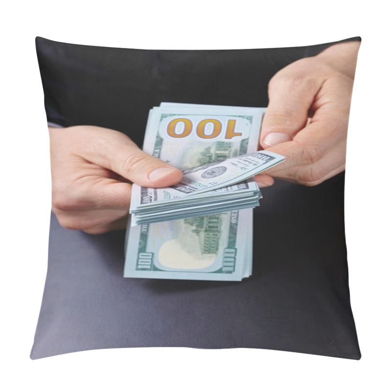 Personality  Businessman Holding Banknotes Pillow Covers