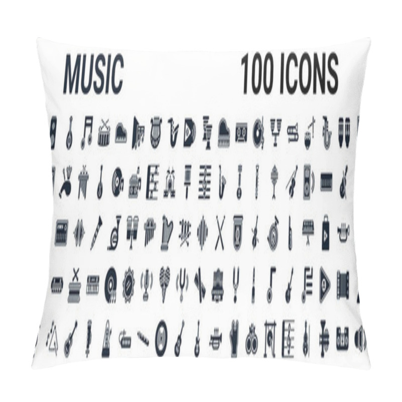 Personality  Set Of 100 Glyph Music Web Icons. Filled Icons Such As Amplifier,drumsticks,clef,panpipe,equalizer,banjo,clave,electric Guitar. Vector Illustration Pillow Covers