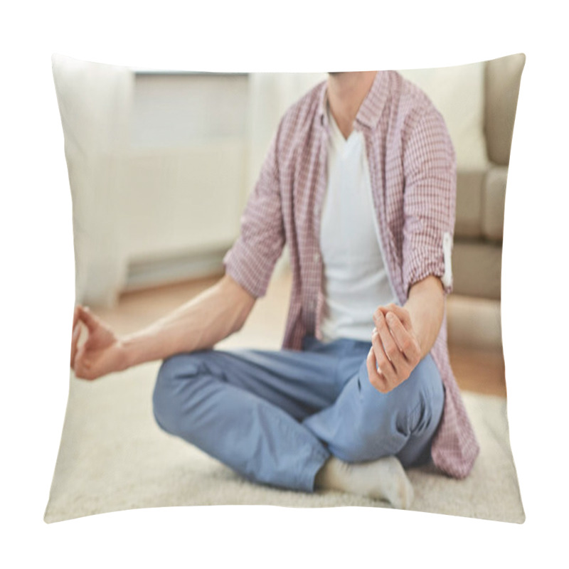 Personality  Close Up Of Man Meditating At Home Pillow Covers