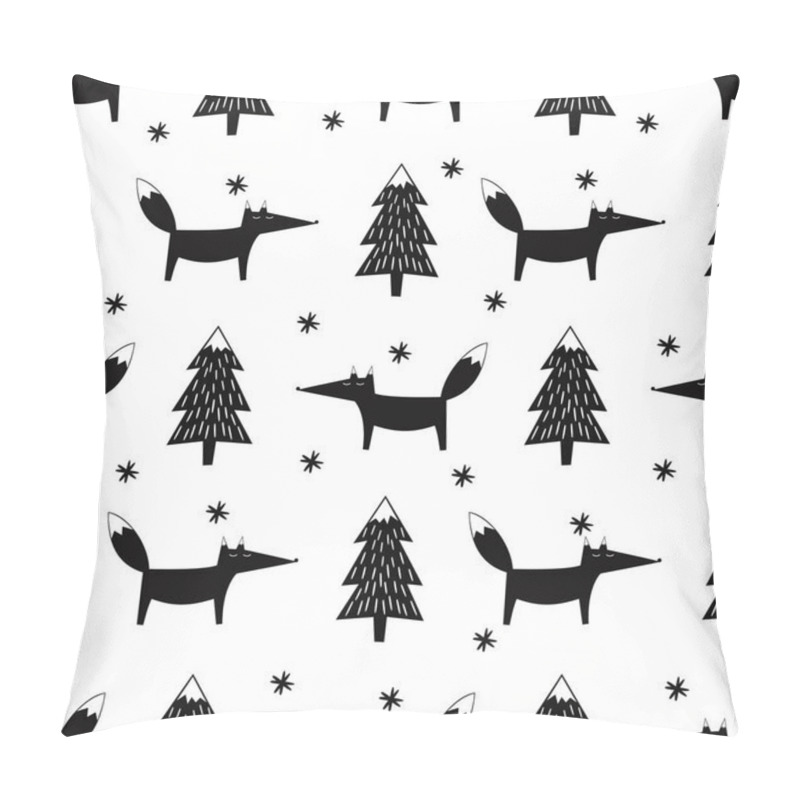 Personality  Black And White Forest Background. Pillow Covers