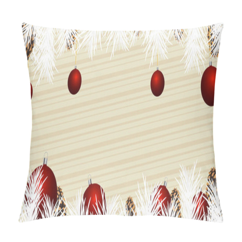 Personality  Christmas Sale Banner With White Fir Tree Branches And Red Balls With Copy Space. Pillow Covers