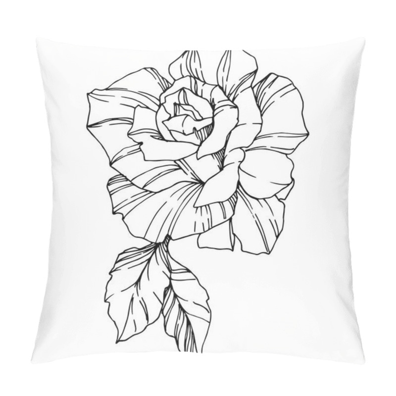 Personality  Vector Rose. Floral Botanical Flower. Engraved Ink Art. Isolated Rose Illustration Element. Beautiful Spring Wildflower Isolated On White. Pillow Covers