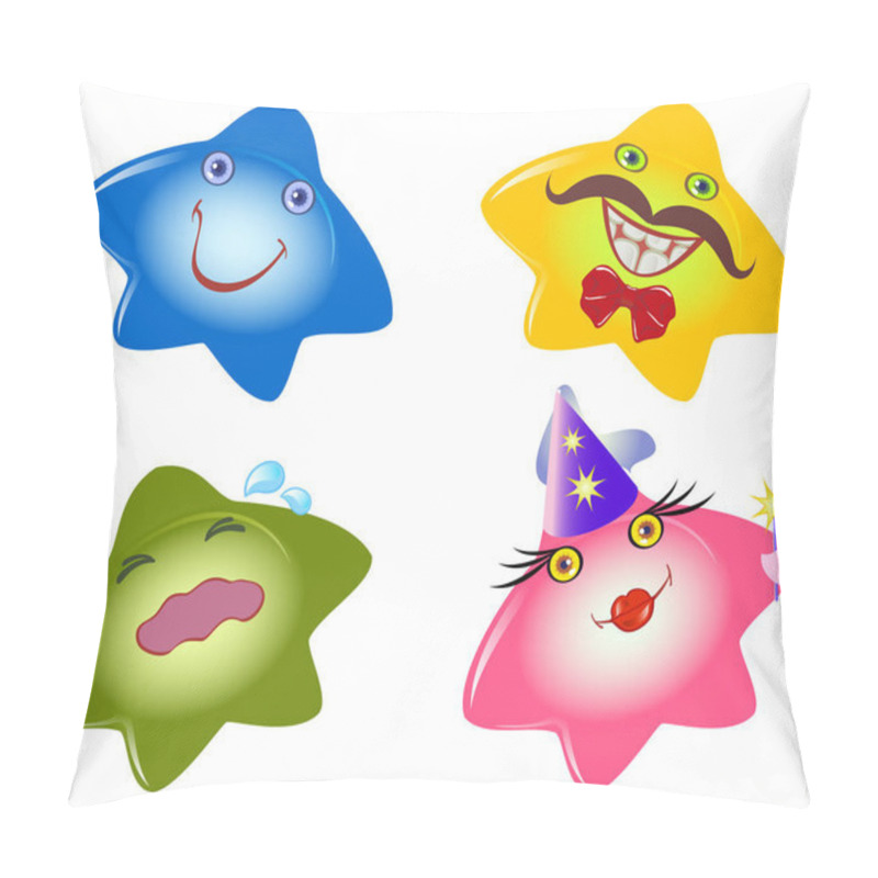 Personality  Set Of Funny Smileys In The Form Stars. Emotions And Mood. EPS10 Vector Illustration Pillow Covers