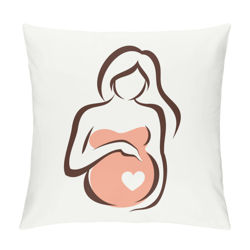 Personality  Pregnant Woman Symbol, Stylized Vector Sketch Pillow Covers