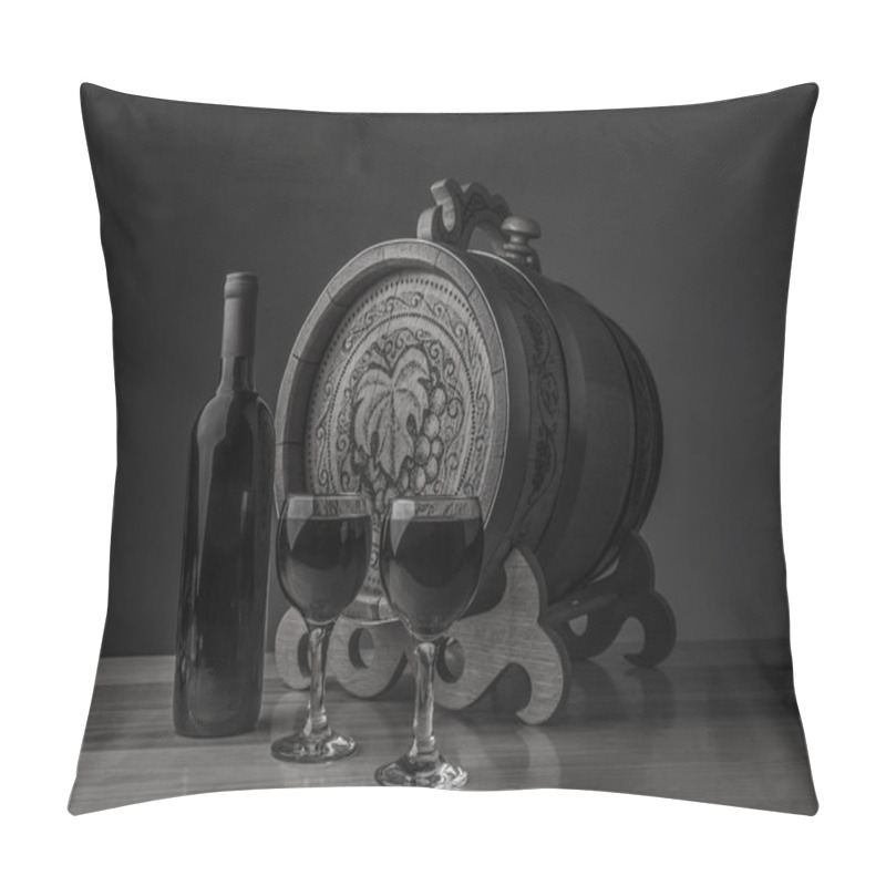 Personality   Bottle  And Two Glasses Of Wine Pillow Covers