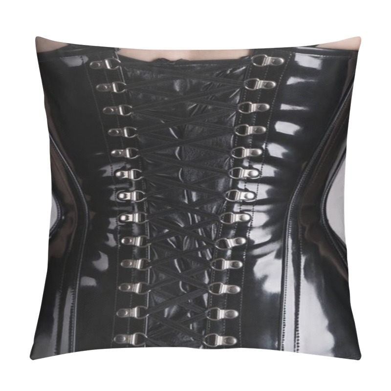 Personality   Woman In Black Glossy Corset   Pillow Covers