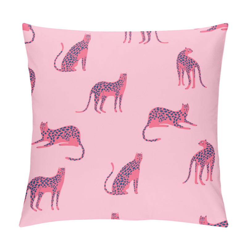 Personality  Cute Safari Pink Leopard ,Cheetah Seamless Pattern Vector Illustration EPS10 ,Design For Fashion , Fabric, Textile, Wallpaper, Cover, Web , Wrapping And All Prints Pillow Covers