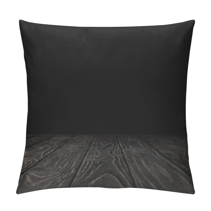 Personality  Grey Grungy Wooden Table On Black Pillow Covers