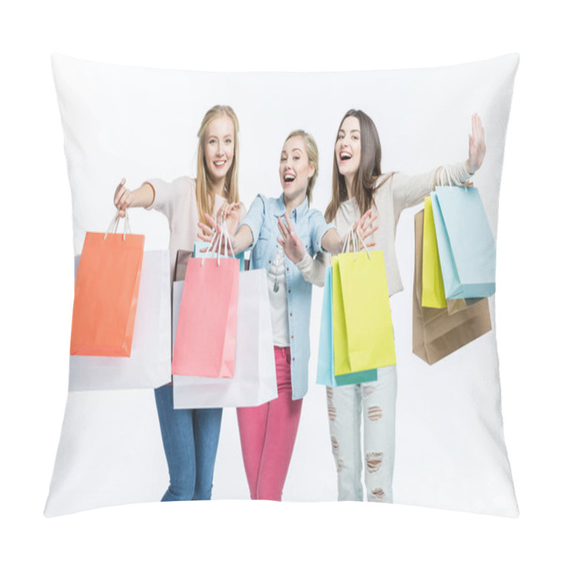 Personality  Women With Shopping Bags Pillow Covers