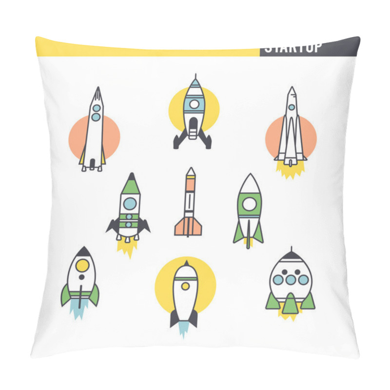 Personality  Rocket Icon Set Pillow Covers