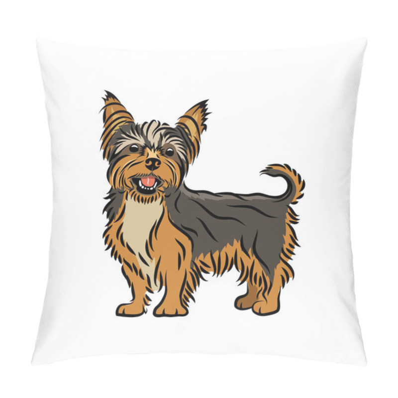 Personality  Yorkshire Terrier Illustration On White Background Pillow Covers