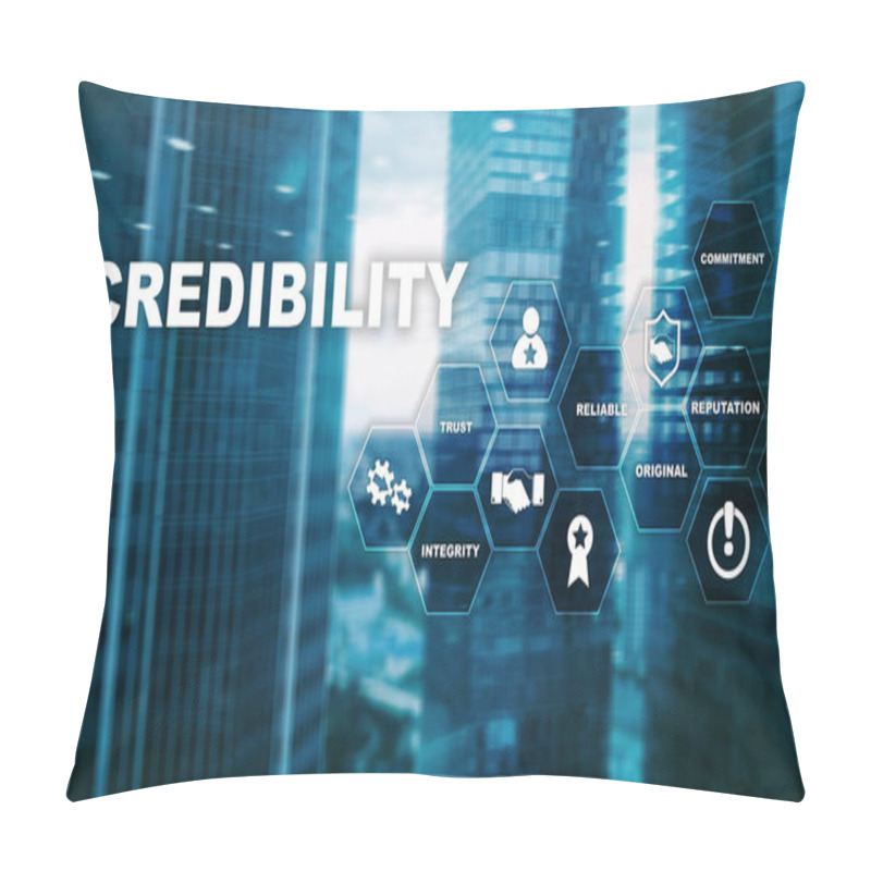 Personality  Corporate Credibility Improvement Concept. Multiple Exposure, Mixed Media Background. Pillow Covers