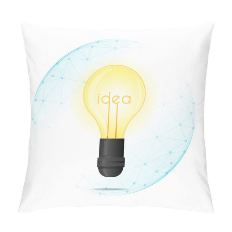 Personality  Intellectual Property Protection Concept With Light Bulb Idea Protected In Polygonal Sphere Shield , Vector , Illustration Pillow Covers