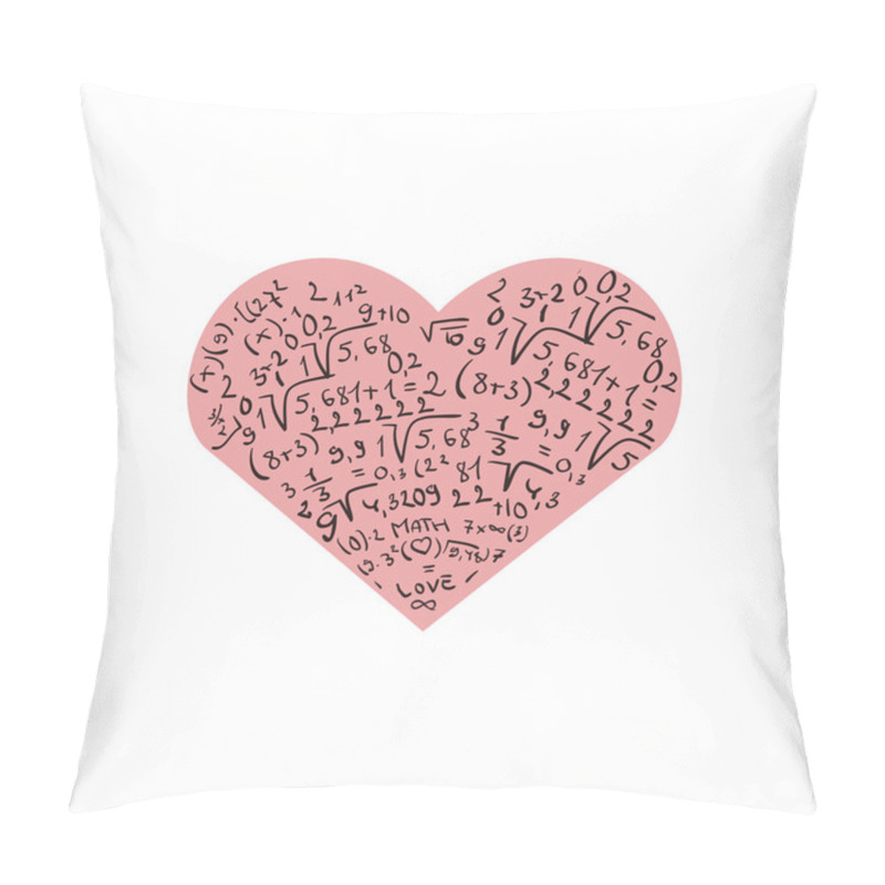 Personality  Flat Design With Numbers And Pink Heart. I Love Math Pillow Covers