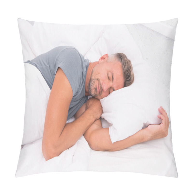 Personality  Sleeping Guy At Home. Relaxed Man. Promote Prevention And Management Of Sleep Disorders. World Sleep Day. Benefits Of Good And Healthy Sleep. Breathe Easily, Sleep Well. Handsome Man In Bed Pillow Covers