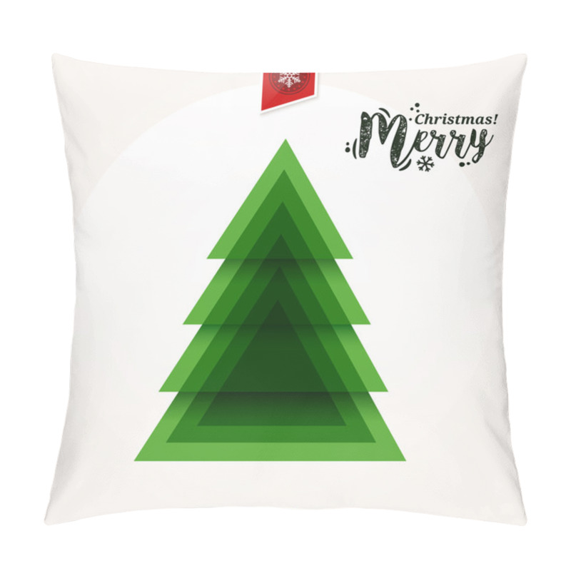 Personality  Abstract Christmas Tree Made From Of Green Pieces. Vector. Pillow Covers