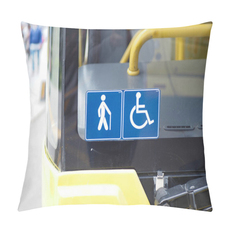 Personality  Symbols On Public Transport Door With Yellow Checker Design, Indicating Inclusivity Pillow Covers