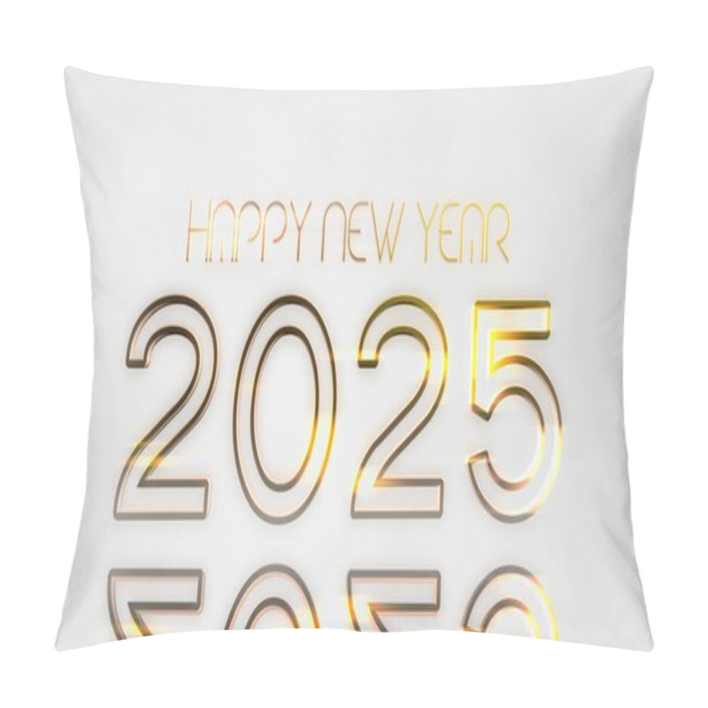 Personality  2025 Happy New Year Golden Text Banner With White Paper Background Style Pillow Covers