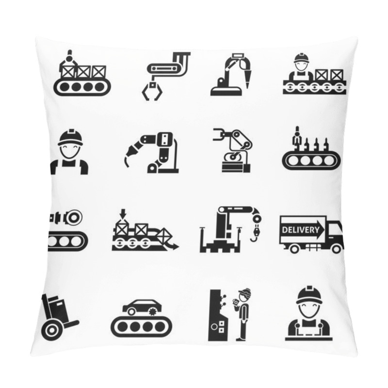 Personality  Production Line Icons Black Pillow Covers