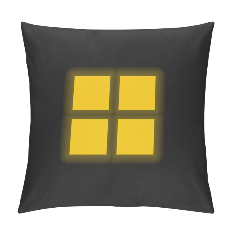 Personality  4 Black Squares Yellow Glowing Neon Icon Pillow Covers