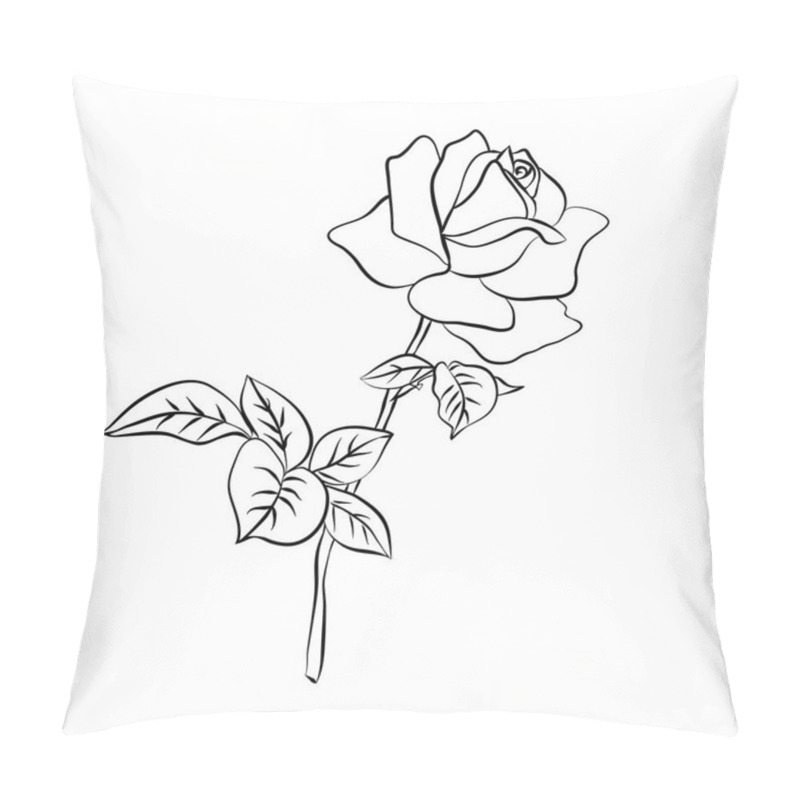 Personality  Rose Sketch On White Background Pillow Covers