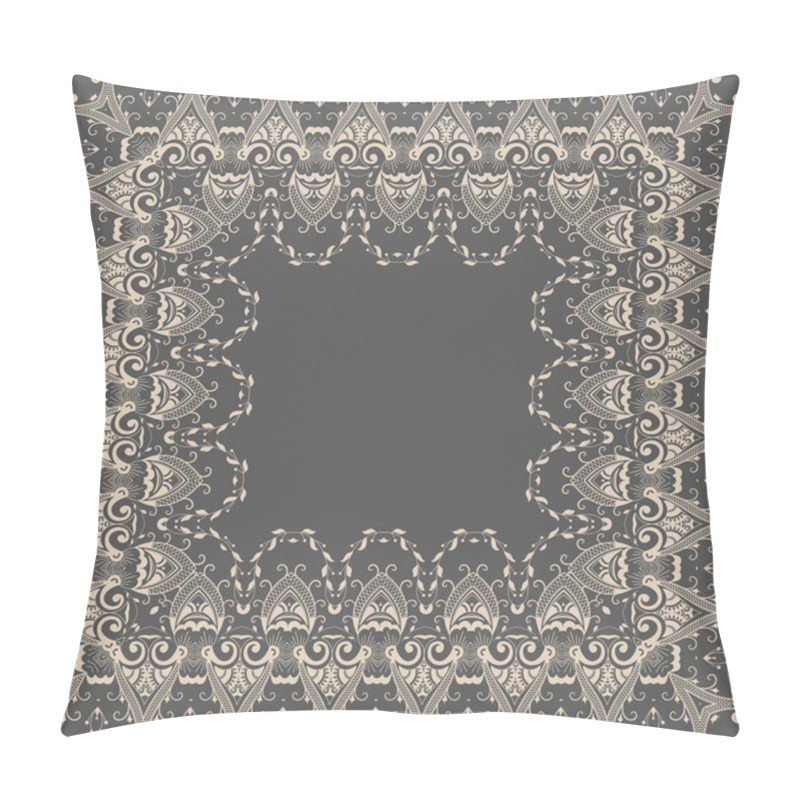 Personality  Vector Fine Floral Square Frame. Pillow Covers