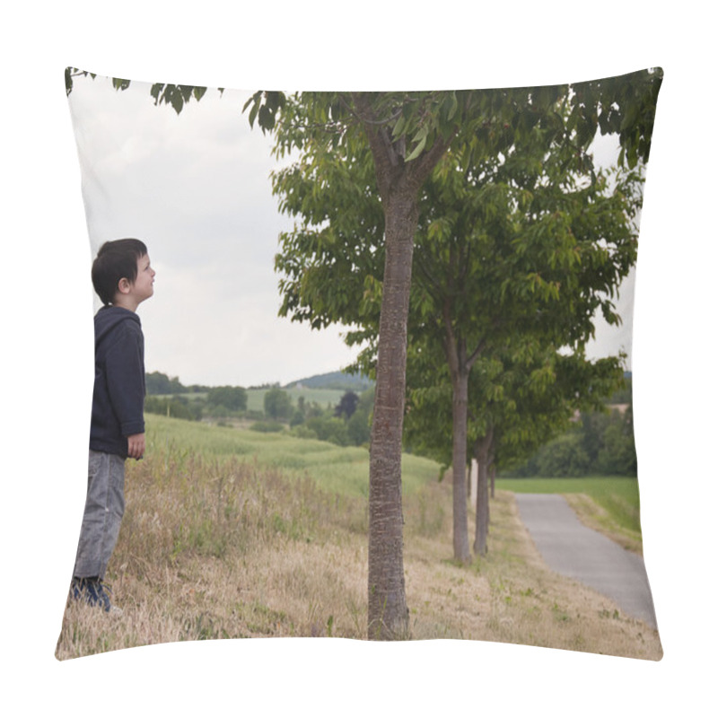 Personality  Child Under Tree In Countryside Pillow Covers