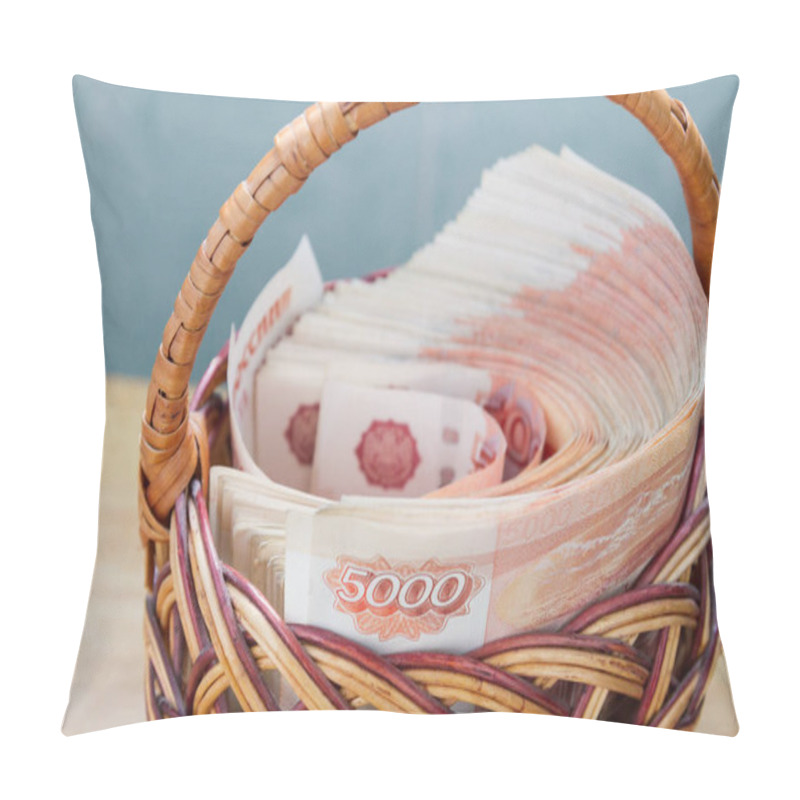 Personality  A Lot Of Russian Money In Denominations Of Five Thousand Rubles Are In The Basket Pillow Covers