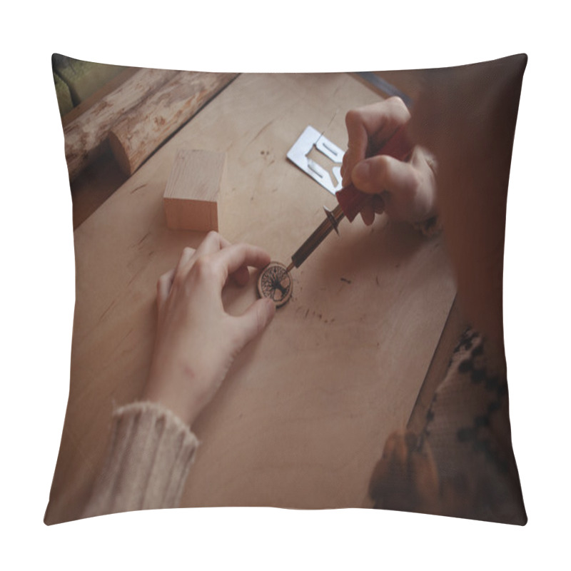 Personality  Pyrography Workshop By Redhead Girl Pillow Covers