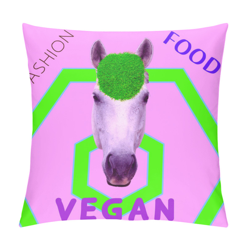 Personality  Modern Vegan Art. Fashion Hipster Horse. Be Vegan. Be In Trend Pillow Covers