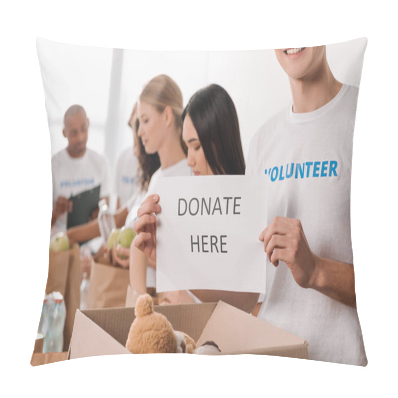 Personality  Volunteer Holding Charity Placard Pillow Covers