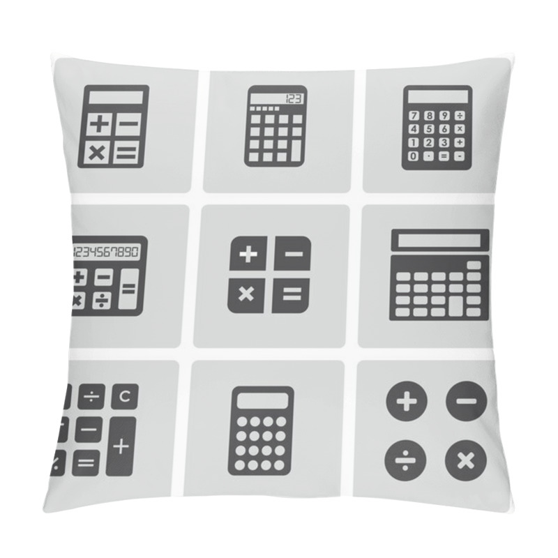 Personality  Vector Black Calculator Icons Set Pillow Covers