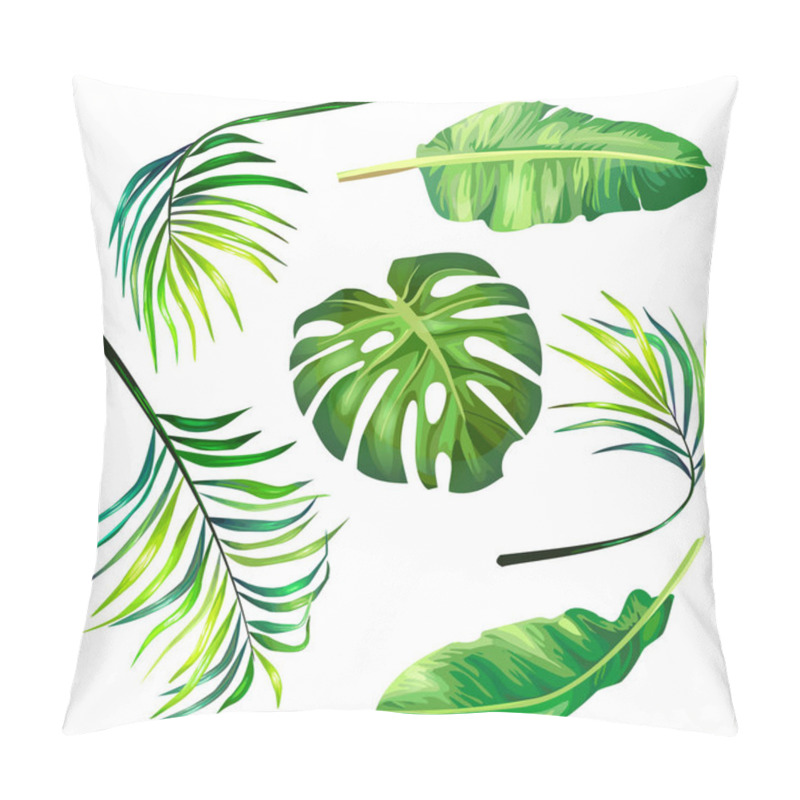 Personality  Set Of Botanical Vector Illustrations Of Tropical Palm Leaves In A Realistic Style. Pillow Covers