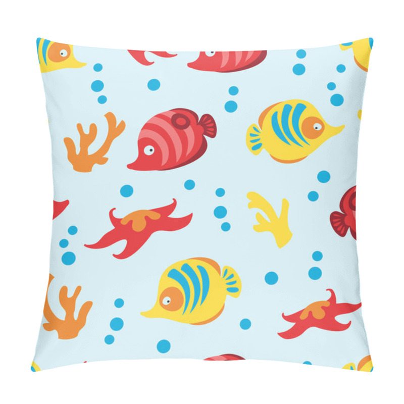 Personality  Seamless Pattern With Sea Life On Blue Background. Pillow Covers