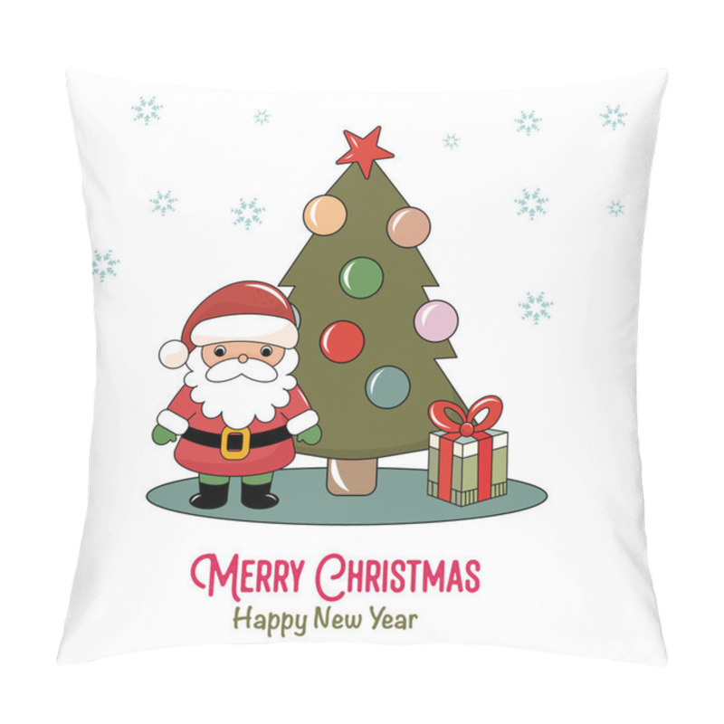 Personality  Cute Cartoon-style Christmas Illustration. A Set Of Festive Items: Santa Claus, Christmas Tree, Gifts, Christmas Tree Toy, Polar Bear With A Bag Of Gifts, Reindeer, Lollipop, Snow Globe With Fireplace, Christmas Sock With Gifts. Bright And Colorful E Pillow Covers