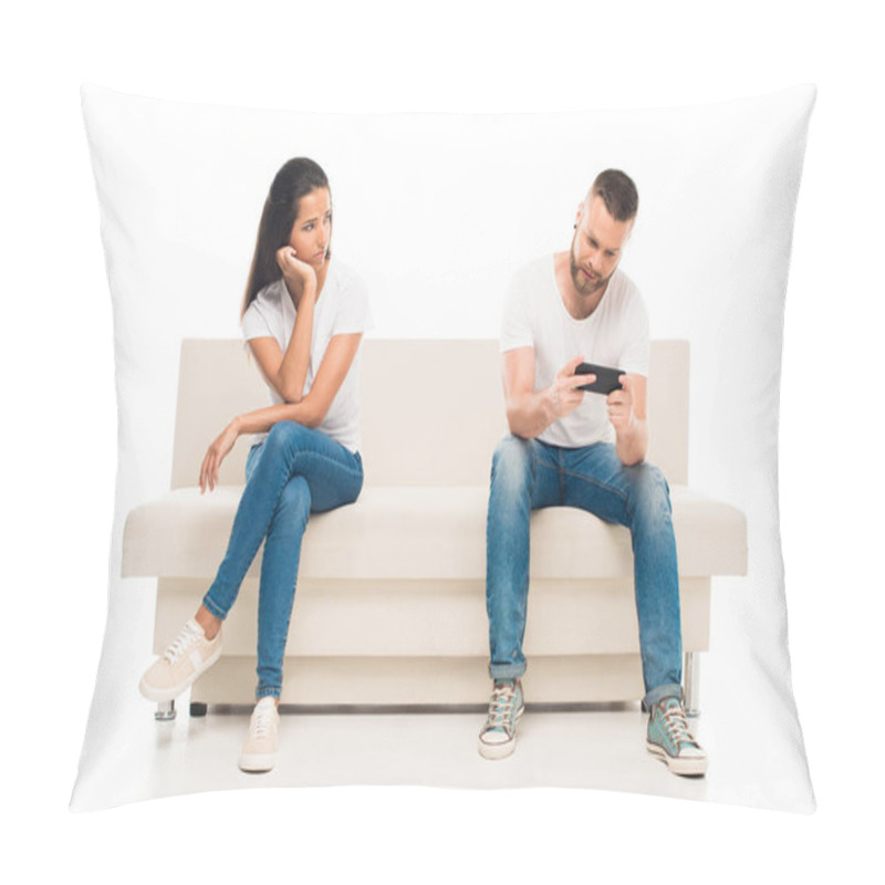 Personality  Bearded Man Using Smartphone  Pillow Covers