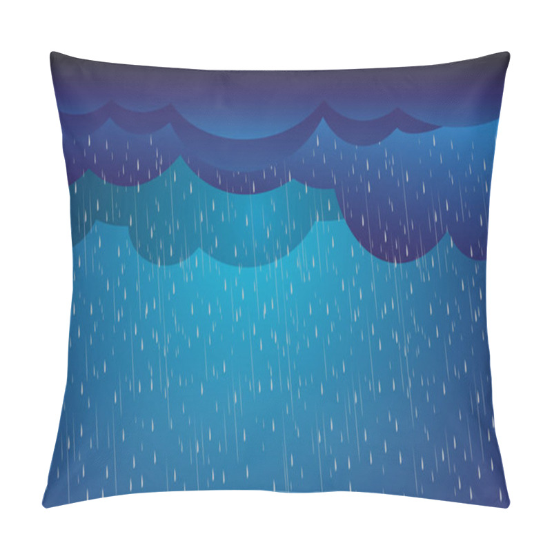 Personality  Heavy Rain In Dark Sky, Rainy Season, Clouds And Storm, Weather Nature Background, Flood Natural Disaster, Vector Illustration.  Pillow Covers