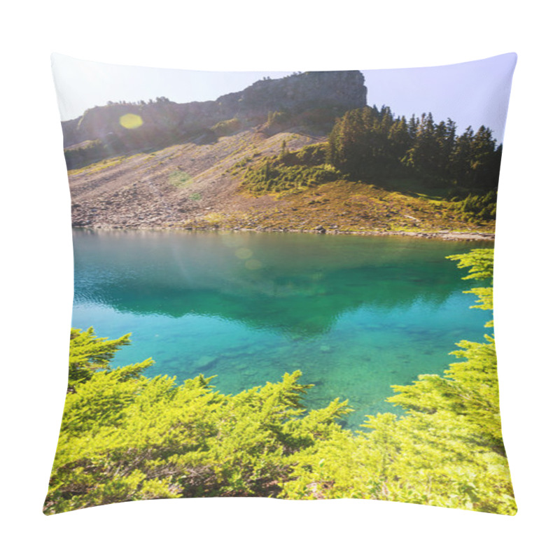 Personality  Green Lake In Mountains Pillow Covers