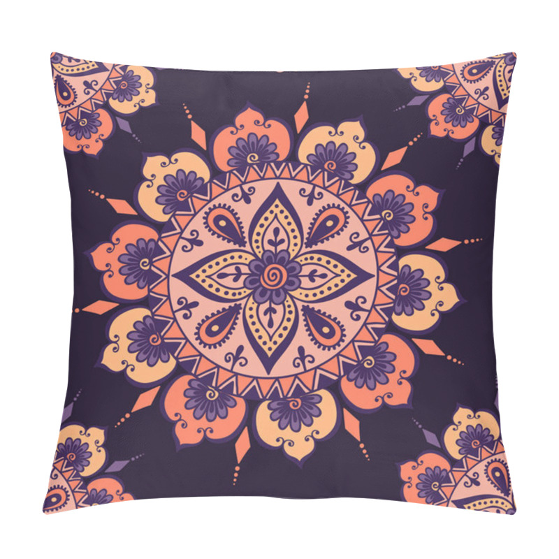 Personality  Mehendy Mandala Flower Vector Pillow Covers