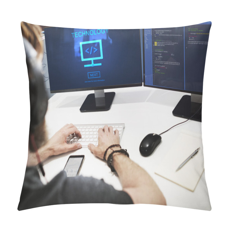 Personality  Computer With Technology On Monitor Pillow Covers