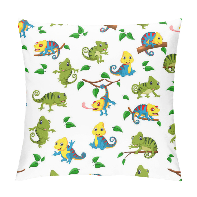 Personality  Seamless Pattern With Collection Of The Chameleon Pillow Covers