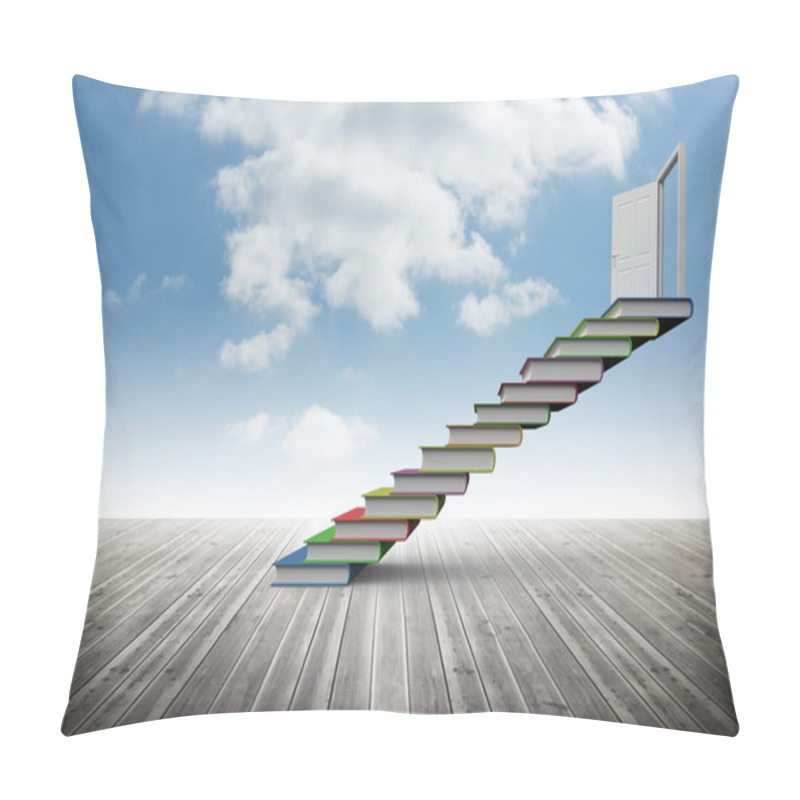 Personality  Book Steps Leading To Door Against Sky Pillow Covers